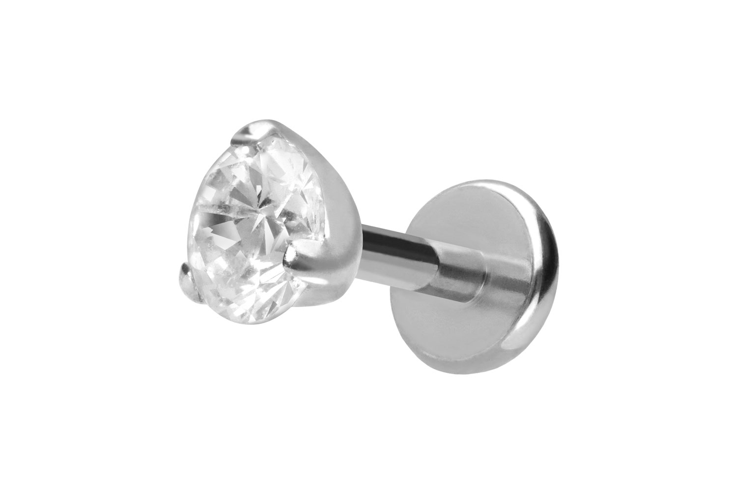 Titan Labret Piercing mit Push Fit EINGEFASSTER KRISTALL